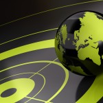 world and target over a black background - geolocation